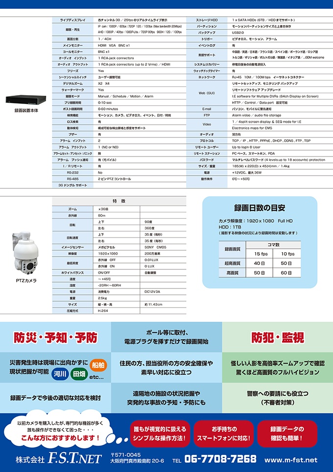 PTZ防災防犯カメラシステムキッド